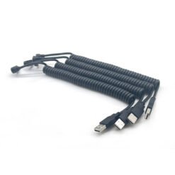 90 Degree Angled USB-C Spring Coiled Cable | USB 2.0 A Male