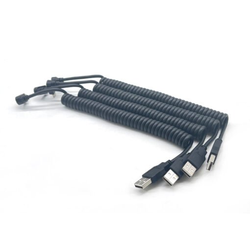 90 Degree Angled USB-C Spring Coiled Cable | USB 2.0 A Male